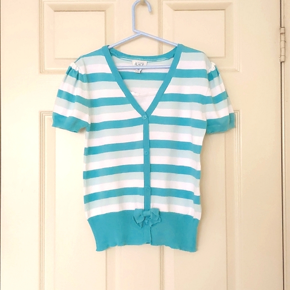 NWOT. The Children's Place Short Sleeve Knit Top w/multi color stripes.